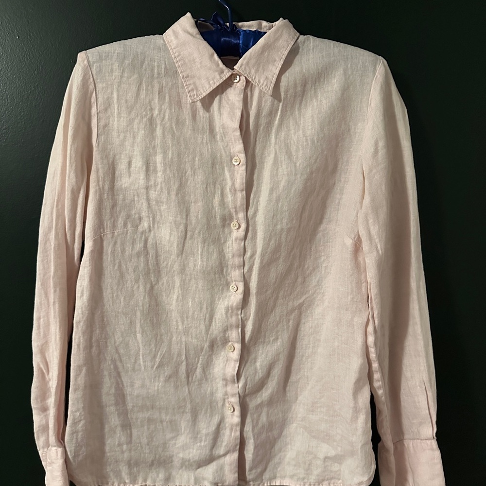 Gap Pale Pink Button-Up Shirt, 100% Linen
